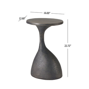 English Elm Outdoor Handcrafted Mgo Oval Side Table with Sculpted Base and Copper Artisan Finish N772P379525C