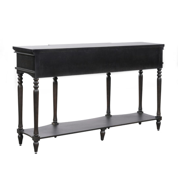 English Elm [video] Solid Pine Console Table Ornate Carved Legs Copper Hardware Soft-close Drawers Black N759P433566B