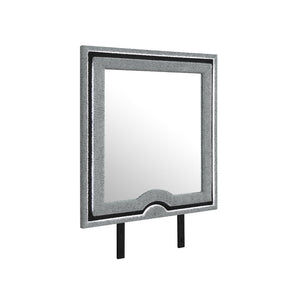 English Elm Isaiah Upholstered Gray LED Mirror — Large Aluminum Frame, Dresser-Mount Modern Vanity Accent B201P391178