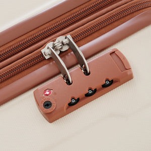 English Elm 2 Piece Abs Hard Shell Spinner Luggage Set with Tsa Lock Expandable Travel Suitcases Khaki+Brown N732P198744K