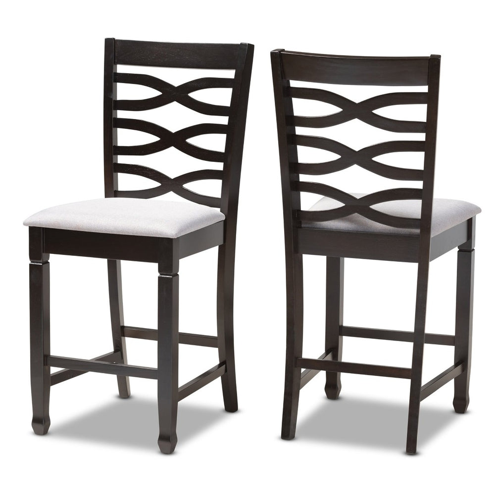 Baxton Studio Baxton Studio Lanier Set of 2 Modern Gray Upholstered Counter Height Pub Chairs for Stylish Dining RH318P-Grey/Dark Brown-PC