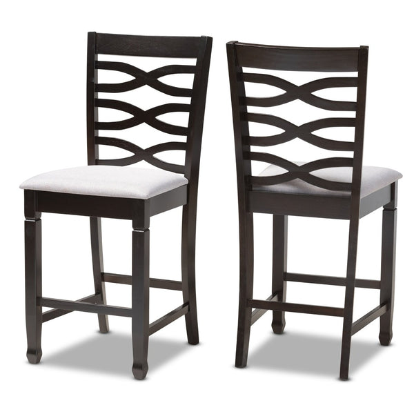 Baxton Studio Baxton Studio Lanier Set of 2 Modern Gray Upholstered Counter Height Pub Chairs for Stylish Dining RH318P-Grey/Dark Brown-PC