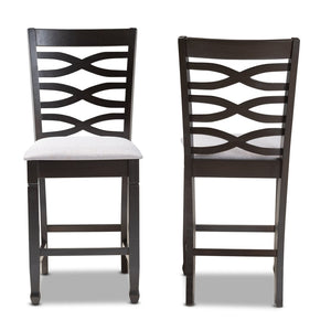 Baxton Studio Baxton Studio Lanier Set of 2 Modern Gray Upholstered Counter Height Pub Chairs for Stylish Dining RH318P-Grey/Dark Brown-PC