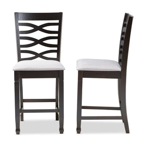 Baxton Studio Baxton Studio Lanier Set of 2 Modern Gray Upholstered Counter Height Pub Chairs for Stylish Dining RH318P-Grey/Dark Brown-PC