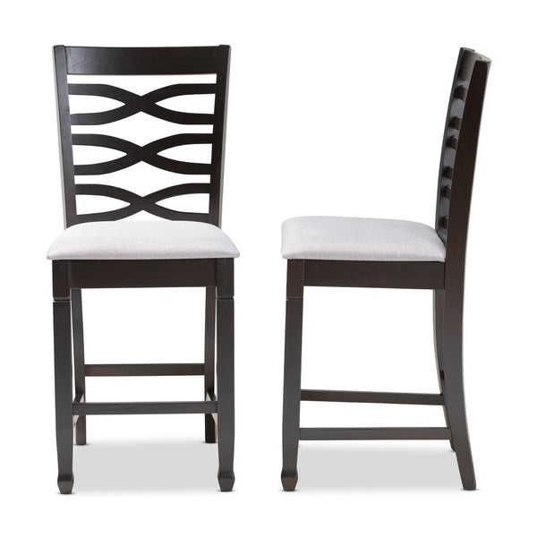 Baxton Studio Baxton Studio Lanier Set of 2 Modern Gray Upholstered Counter Height Pub Chairs for Stylish Dining RH318P-Grey/Dark Brown-PC