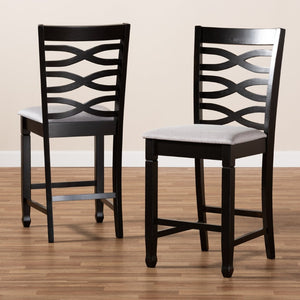 Baxton Studio Baxton Studio Lanier Set of 2 Modern Gray Upholstered Counter Height Pub Chairs for Stylish Dining RH318P-Grey/Dark Brown-PC