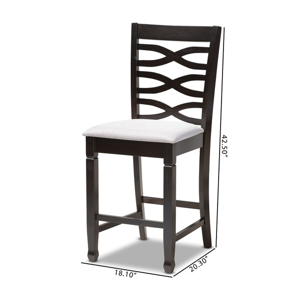 Baxton Studio Baxton Studio Lanier Set of 2 Modern Gray Upholstered Counter Height Pub Chairs for Stylish Dining RH318P-Grey/Dark Brown-PC