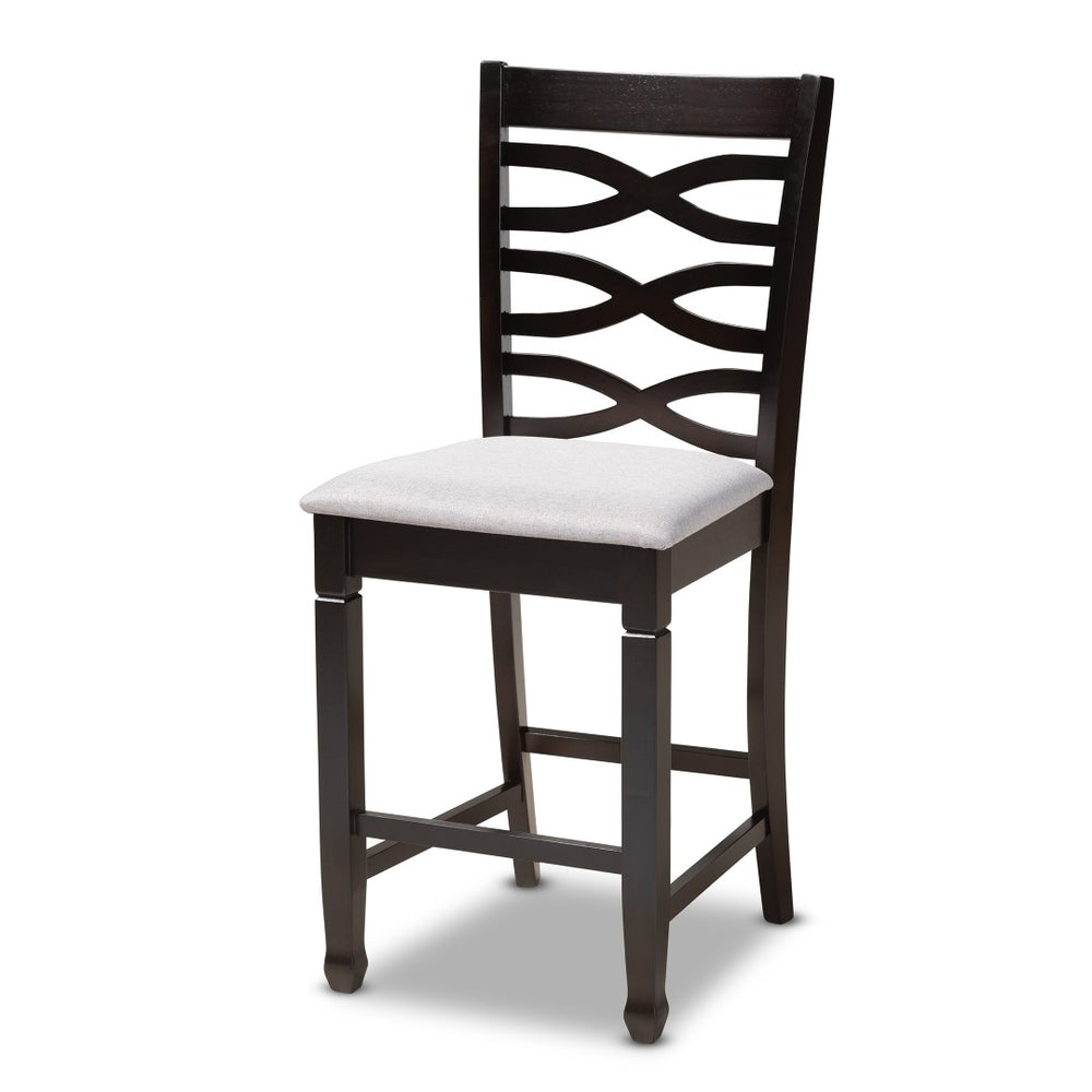 Baxton Studio Baxton Studio Lanier 5-Piece Modern Gray Upholstered Pub Set with Espresso Finish for Small Spaces RH318P-Grey/Dark Brown-5PC Pub Set