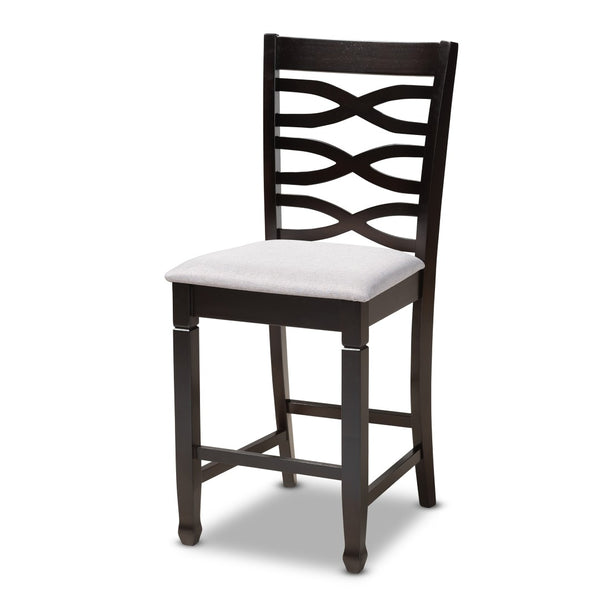 Baxton Studio Baxton Studio Lanier 5-Piece Modern Gray Upholstered Pub Set with Espresso Finish for Small Spaces RH318P-Grey/Dark Brown-5PC Pub Set