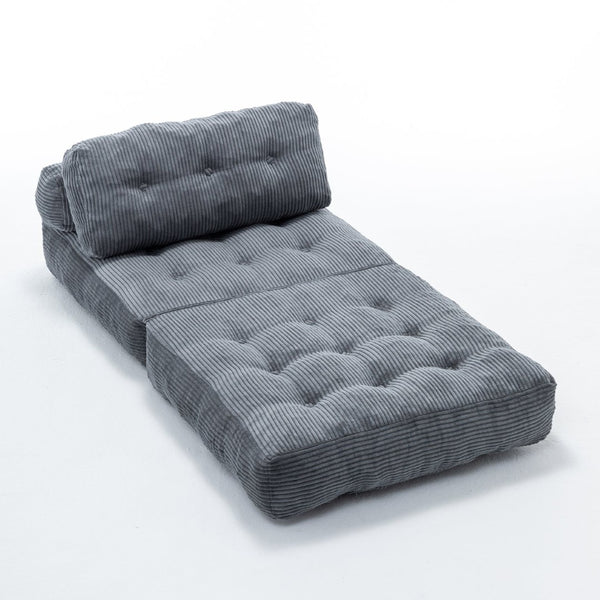 English Elm Folding Floor Sofa Bed Convertible Lounge Chair with Shredded Foam Fill for Bedroom Dark Gray W2200P442794