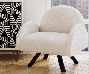 Basset Mirror Myrtle Accent Chair - Modern Funky Design With Stain-resistant Fabric And Deep Comfy Seat For Style White Solid Wood,Foam,100% Polyester Fabric 9601-lr-805