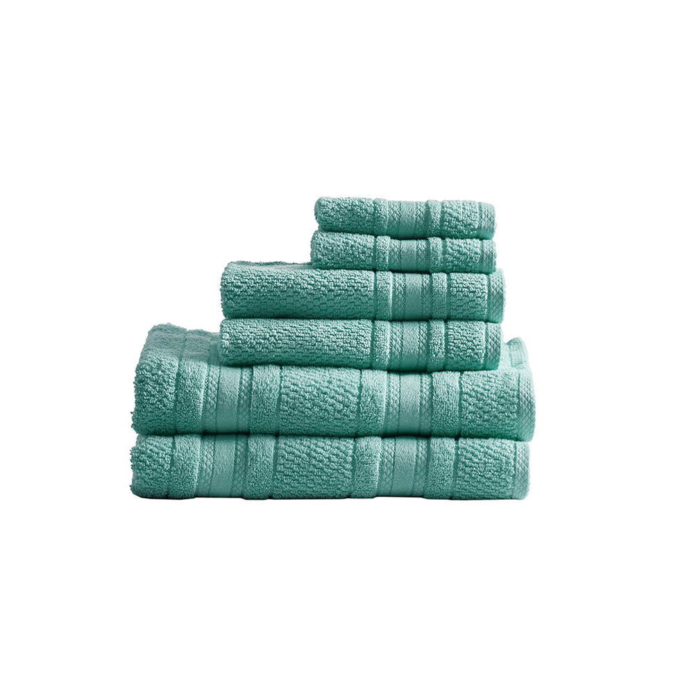 JLA Home Madison Park Essentials - Super Super Soft Cotton Quick Dry Bath Towel Set 6-Piece — Antimicrobial, OEKO-TEX Certified Luxury Teal MPE73-788