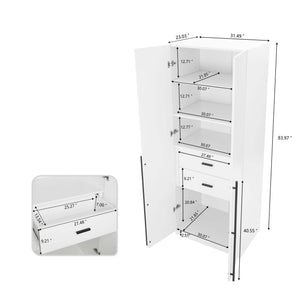 English Elm Lee 32" Wardrobe Closet White — Tall Slim Storage with 3 Shelves, 2 Soft-Close Drawers & Snap Assembly B365S00129