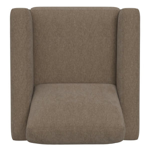 English Elm Beige Upholstered Accent Chair with Wood Sled Base for Modern Living Spaces B2709P474859