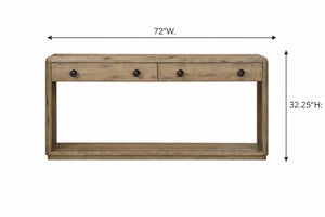 English Elm English Knotty Oak Veneer Console Table with Drawers Open Shelf Entryway Accent B2699P443196