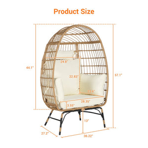 English Elm Wicker Egg Chair Oversized Pe Rattan with Cushion for Patio Balcony Porch W874P266325