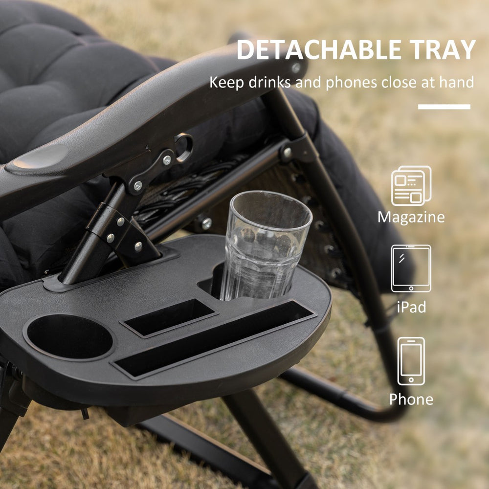 English Elm Outsunny Folding Zero Gravity Chair With Padded Cushion & Side Tray For Ultimate Indoor/Outdoor Relaxation W2225P174097-GIGA