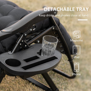 English Elm Outsunny Folding Zero Gravity Chair With Padded Cushion & Side Tray For Ultimate Indoor/Outdoor Relaxation W2225P174097-GIGA