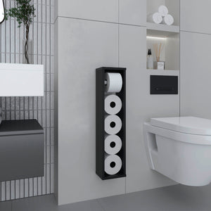 English Elm Bali Slim 28" Toilet Paper Organizer with Six-Roll Compartments and Top Shelf for Small Baths Black 29.2 L x 7.1 W x 3.2 H B070P234351