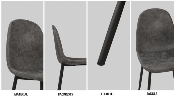 English Elm 47"-63" Extendable Dining Table & Modern Grey Chairs Set For 2-6, Stylish Mdf & Metal Design W2189S00208