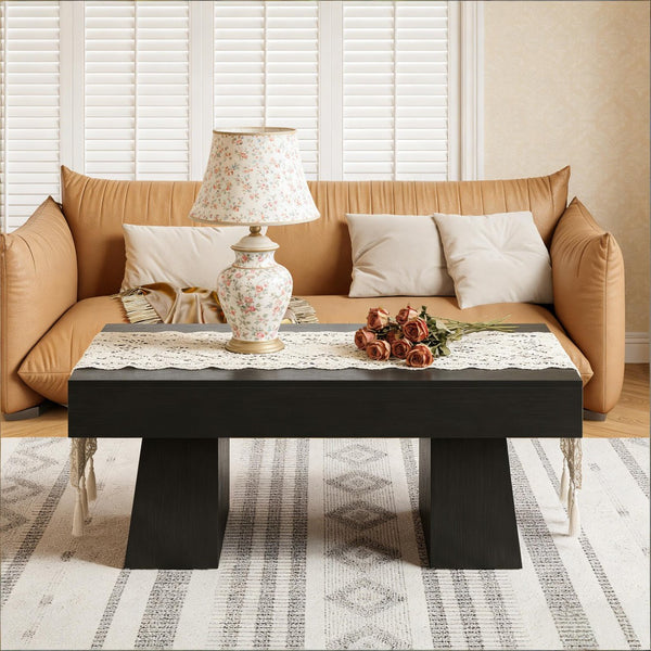 English Elm Wooden Rectangular Coffee Table Rustic Mdf Open Base Living Room Center Piece T3971P458794