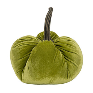 English Elm Set Of 2 Velvet Weighted Pumpkins - Apple Green Decor For Farmhouse Fall Tabletop & Thanksgiving W2078P246652-GIGA