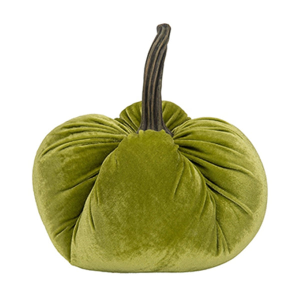 English Elm Set Of 2 Velvet Weighted Pumpkins - Apple Green Decor For Farmhouse Fall Tabletop & Thanksgiving W2078P246652-GIGA