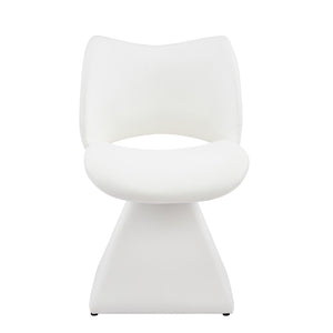 English Elm The Swivel Dining Chair with Hollow Cutout Back Faux Leather Hardwood Frame Modern White W3612P436511