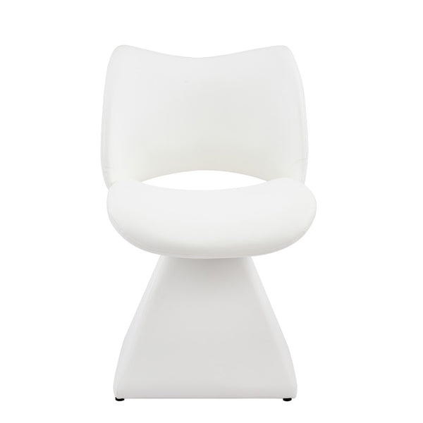 English Elm The Swivel Dining Chair with Hollow Cutout Back Faux Leather Hardwood Frame Modern White W3612P436511
