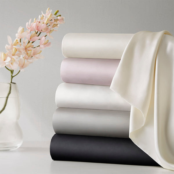 JLA Home Madison Park - 100% Mulberry silk pillowcase 25mm 6A OEKO-TEX satin finish with hidden zipper for skin & hair care Ivory MP21-7271