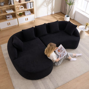 English Elm New Modular Chenille Sectional with Deep Curved Chaise and High-density Foam Seating W2231S00054