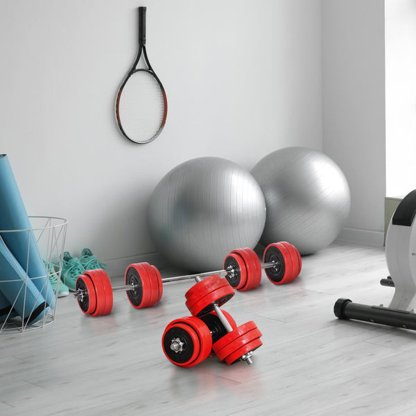 English Elm Soozier 66 Lb Convertible Dumbbell Barbell Set Chrome Grip Home Gym Training W2225P217797