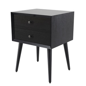 English Elm Christopher Knight Home® - Nightstand with 2 Drawers Mid-Century Acacia Wood, Splayed Legs, Brass Hardware, Easy-Glide Storage Black 20.5 L x 17.5 W x 14.75 H N761P180219B