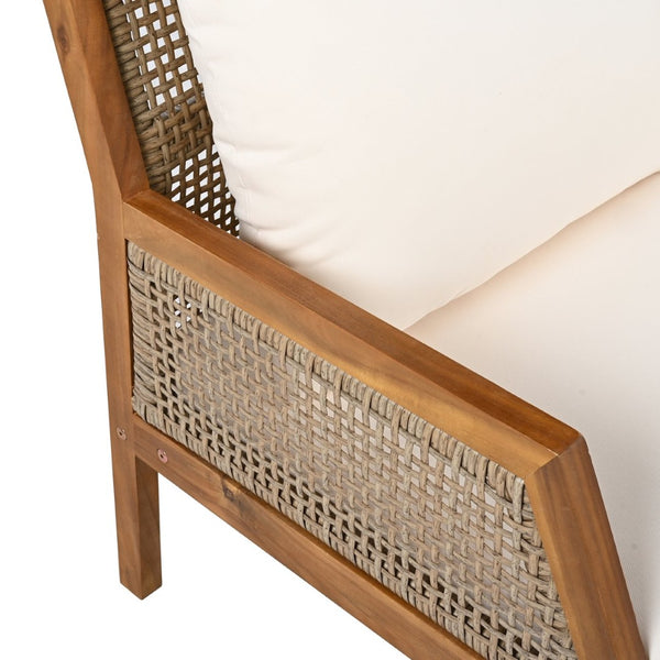 English Elm Acacia Hardwood Wicker Club Chair Deep Seating Outdoor Patio with Cushioned Comfort N780P248457T