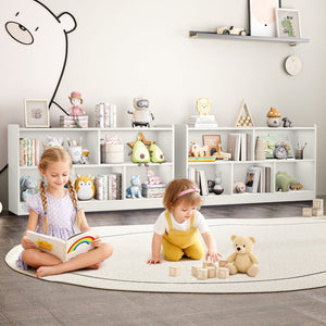 English Elm Wooden Five Cube Open Organizer Low Profile Montessori Bookshelf for Playroom or Nursery White T3210P476850