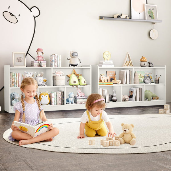 English Elm Wooden Five Cube Open Organizer Low Profile Montessori Bookshelf for Playroom or Nursery White T3210P476850
