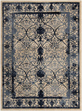 Unique Loom La Jolla Traditional Machine Made Floral Rug Ivory and Blue, Blue/Light Blue/Navy Blue 9' 0" x 12' 2"
