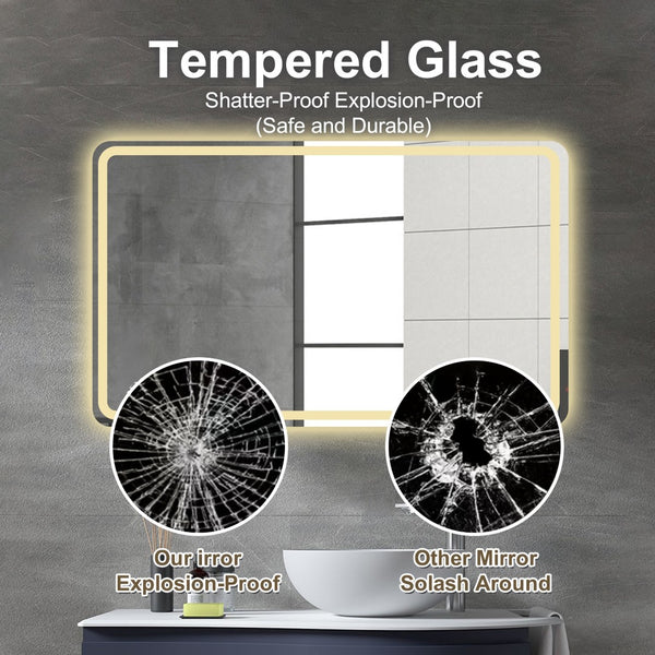 English Elm Bathroom Led Vanity Mirror Frameless Anti-fog Wall Mount Dimmable Spa Design W2071P151973