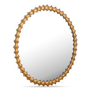 English Elm Whitby Round Wall Mirror Cast Aluminum Aged Brass Patina Artisan Entryway Accent Yellow B2769P498421