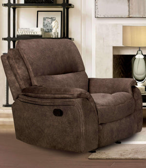 English Elm Transitional Multi-Function Glider Recliner with Channel Back, Cup Holders, Hidden Storage, Upholstered Comfort Dark Brown 43 L x 34 W x 30 H B2741P385036
