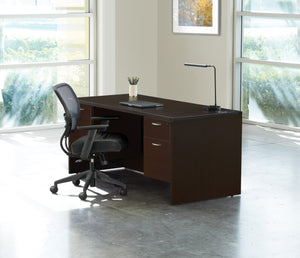 OSP Home Furnishings Napa Executive Office Desk with Dual Pedestals Engineered Wood Storage for Home Workspaces 66"X30" Espresso NAPESP-TYP3
