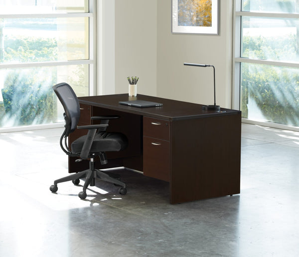 OSP Home Furnishings Napa Executive Office Desk with Dual Pedestals Engineered Wood Storage for Home Workspaces 66"X30" Espresso NAPESP-TYP3