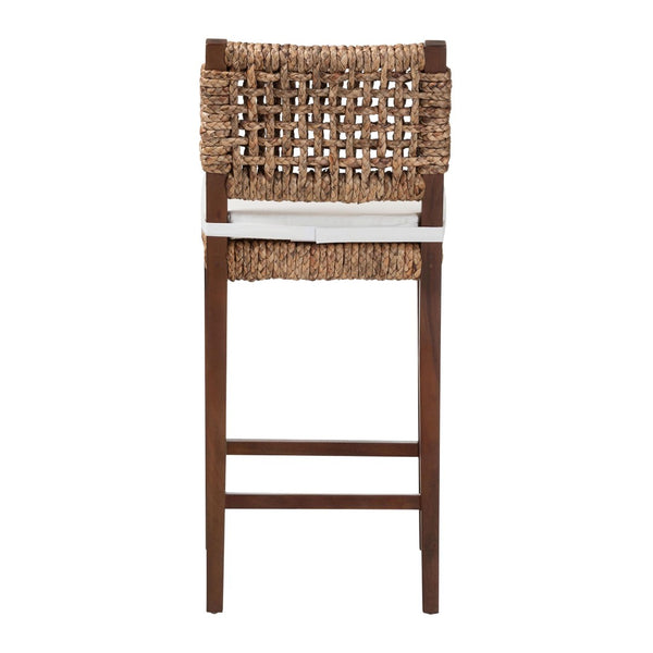 English Elm Modern Handcrafted Seagrass Woven Mahogany Counter Stool for Kitchen Island B2750P467867
