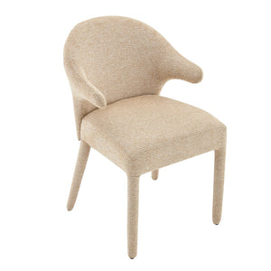 English Elm Modern Chenille Linen Accent Chair Sculptural Hollow Back Swivel Seat for Dining Vanity Khaki W3493P456190