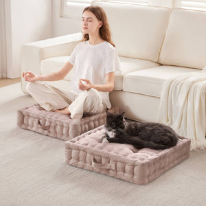 English Elm Poly Chenille Square Floor Pillow Cushion Plush 24x24 Inch Soft Polyester Seat Pad for Cozy Living Spaces Blush 3.22 L x 23.03 W x 12.8 H B035P280522