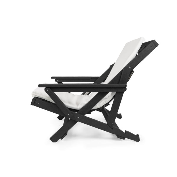 English Elm Pinecrest Outdoor Folding Lounge Chair Recycled Hdpe Reclining Patio Seat with Cushion Black B2745P409690