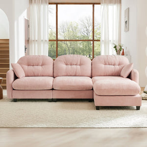 English Elm Modular L-Shaped Sectional Couch With Ottoman - Premium Chenille, Ergonomic Comfort, Easy Assembly! W714S01388