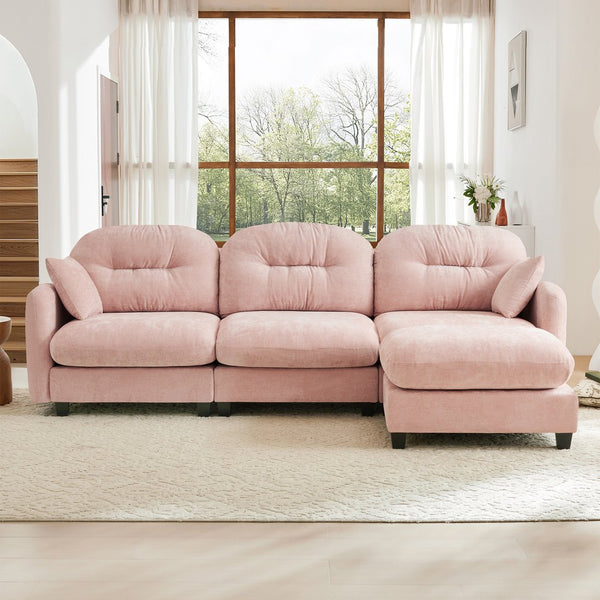 English Elm Modular L-Shaped Sectional Couch With Ottoman - Premium Chenille, Ergonomic Comfort, Easy Assembly! W714S01388