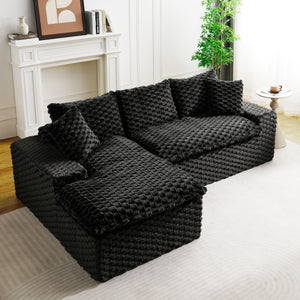 English Elm Black Turtle Velvet Convertible Sofa: Plush Reclining Lounger With Modular Design For Ultimate Comfort W3371S00033