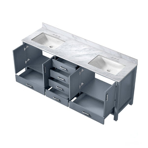 English Elm Dark Grey Double Bath Vanity – 80" W X 22" D With Elegant Carrara Marble Top & Ample Storage Space B2731P258941